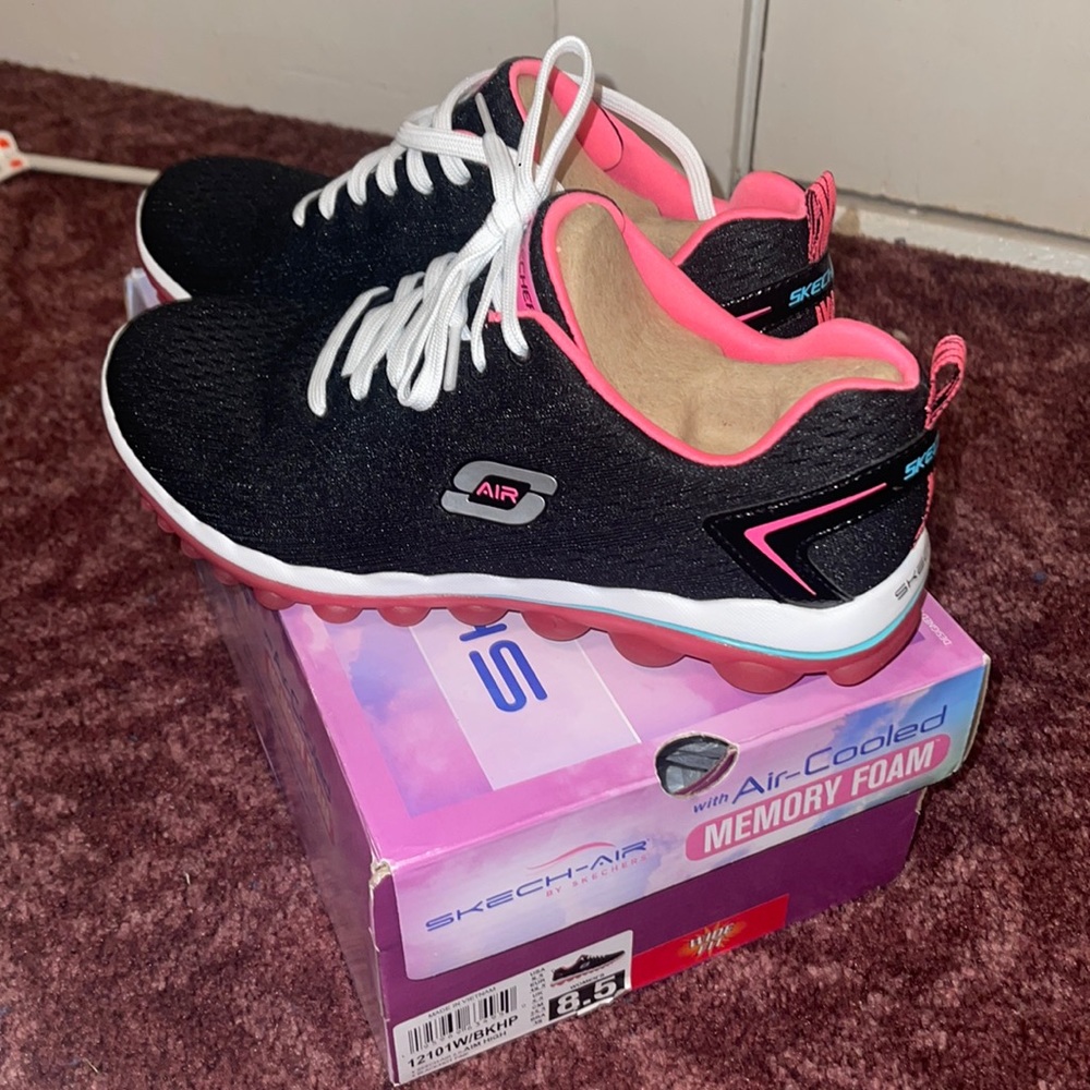 Skech-air by Skechers Air-Cooled Memory Foam Wide Fit Black Pink Women’s Sneaker